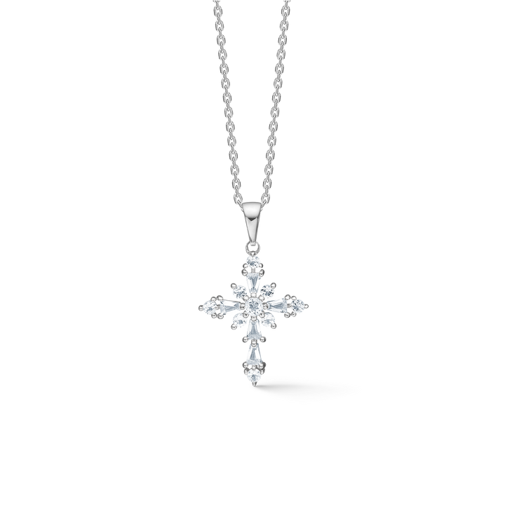 Mads Z Celestial by Medina necklace in silver with sparkling cross pendant on single chain. Model 3126902