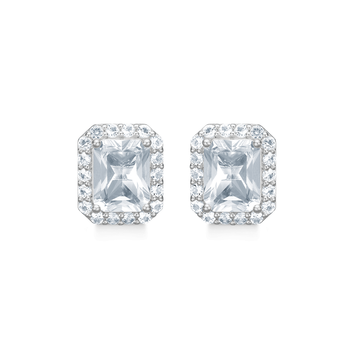 Mads Z Celestial by Medina earrings in silver with white topaz, rectangular setting, Model 3116900-1.