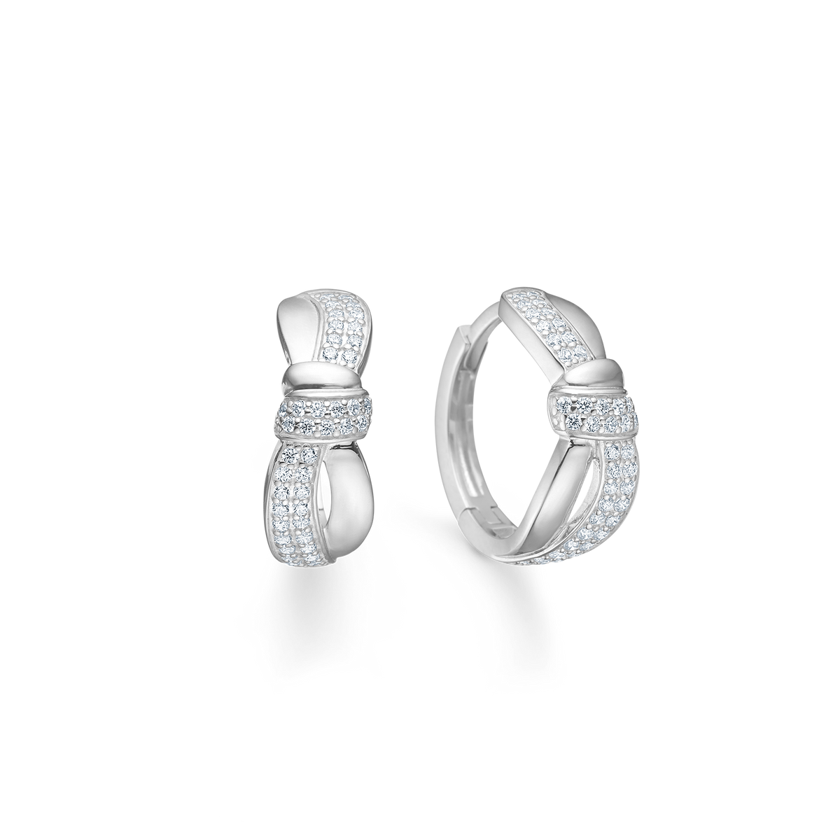 Mads Z Darcy Creole in silver with zirconia, elegant creoles with shiny stones and glossy surface. Model 3117019-1