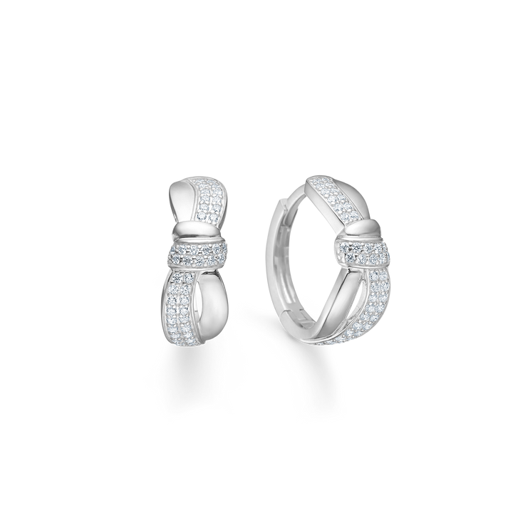 Mads Z Darcy Creole in silver with zirconia, elegant creoles with shiny stones and glossy surface. Model 3117019-1