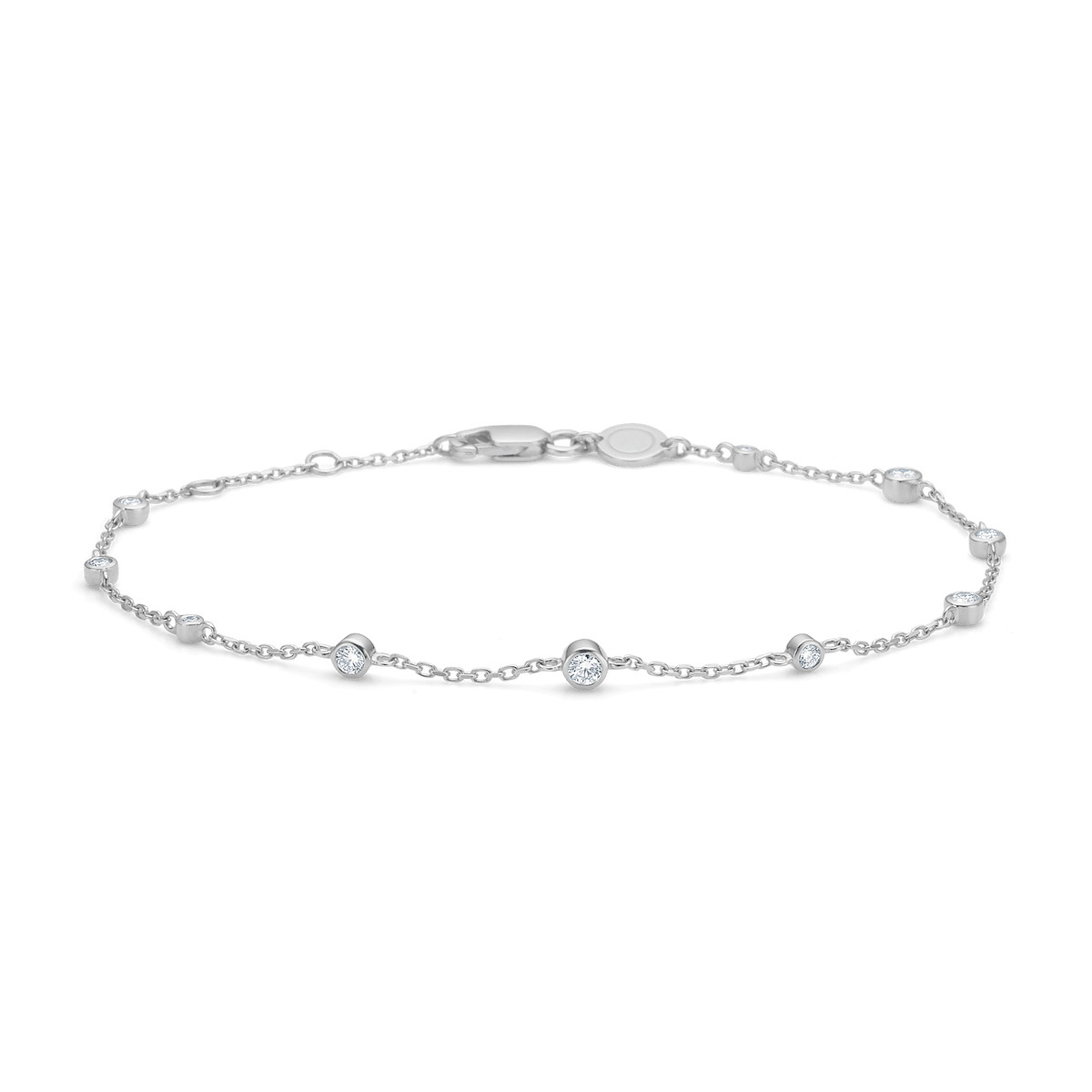 Mads Z Endless Allure silver bracelet with white topaz, elegant chain with clear stones. Model 2156147-1.