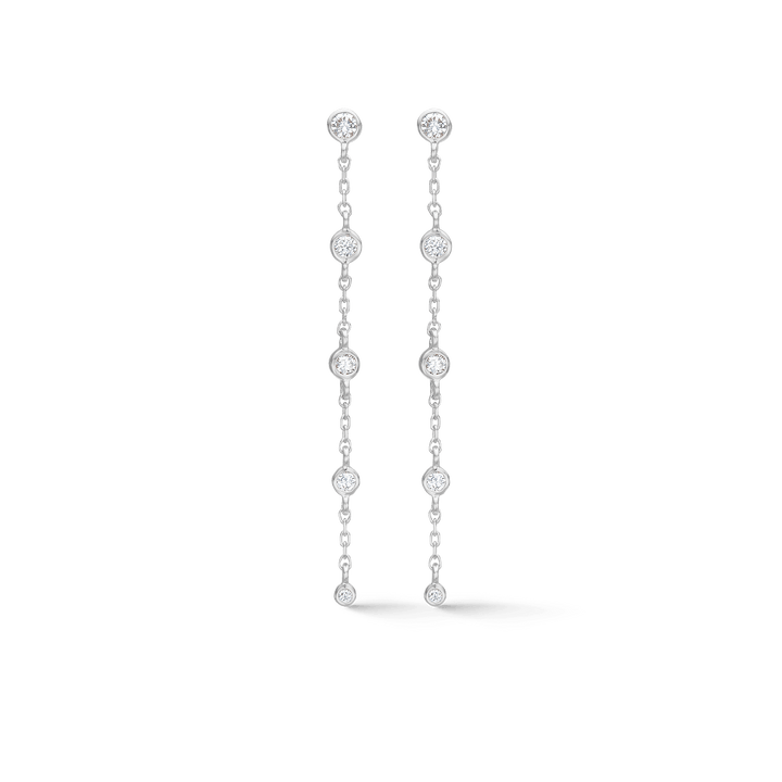 Mads Z Endless Allure silver earrings with white topaz in an elegant chain design, Model 2116147-1