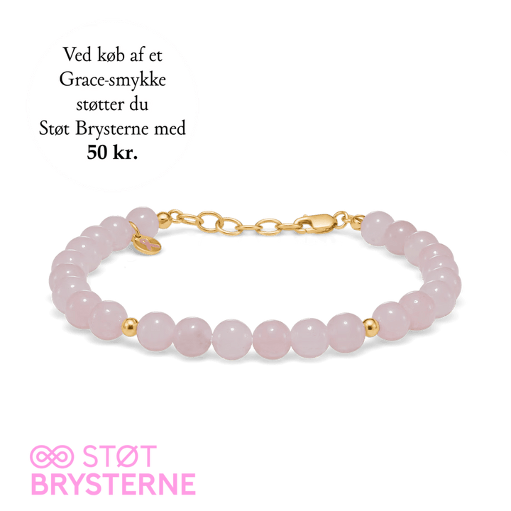 Mads Z Grace breast cancer campaign 2024 gold-plated bracelet with pink pearls, model 2256201-1.