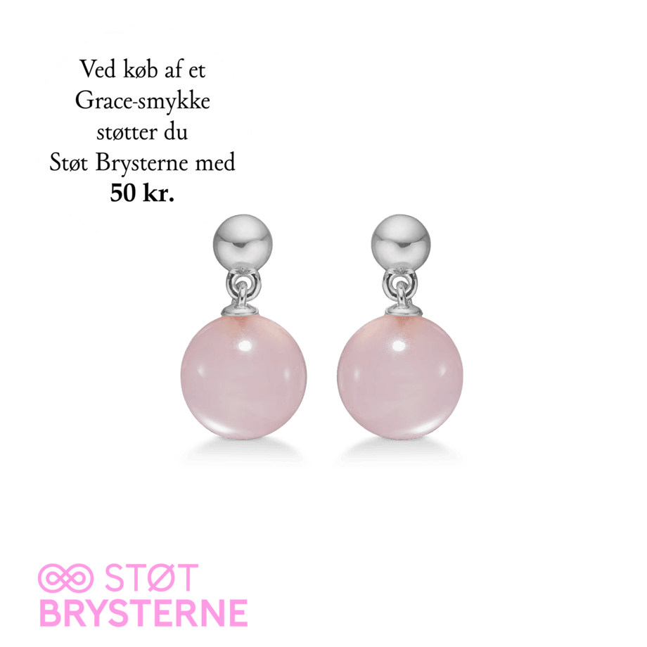 Mads Z Grace Breast Cancer Campaign 2024 silver earrings with pink balls, Model 2116201-1.