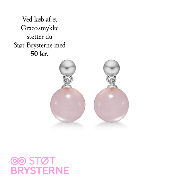 Mads Z Grace Breast Cancer Campaign 2024 silver earrings with pink balls, Model 2116201-1.