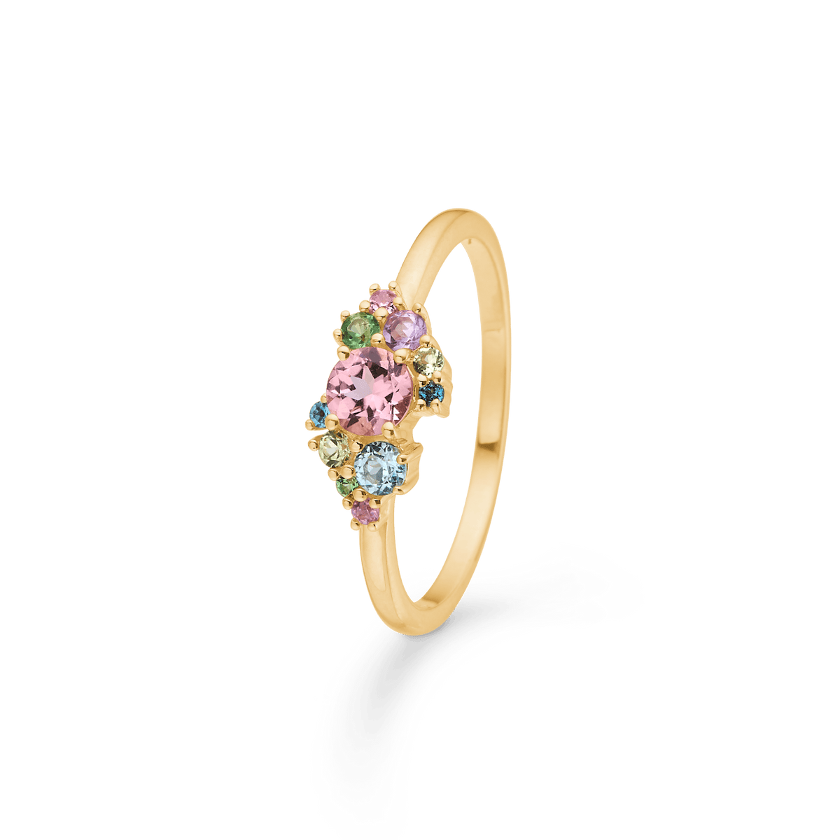 Mads Z Little Princess 14kt gold ring with colorful gemstones in an elegant design, Model 1546099-001.