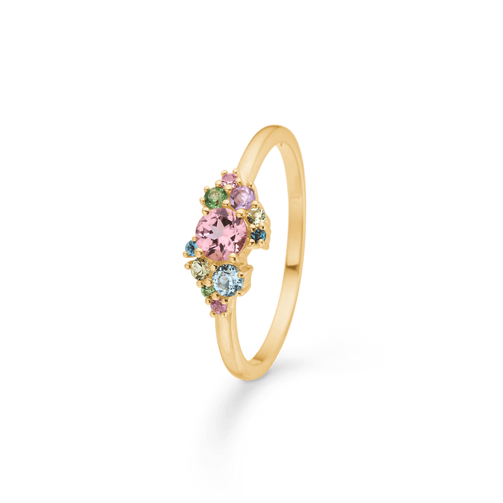 Mads Z Little Princess 14kt gold ring with colorful gemstones in an elegant design, Model 1546099-001.