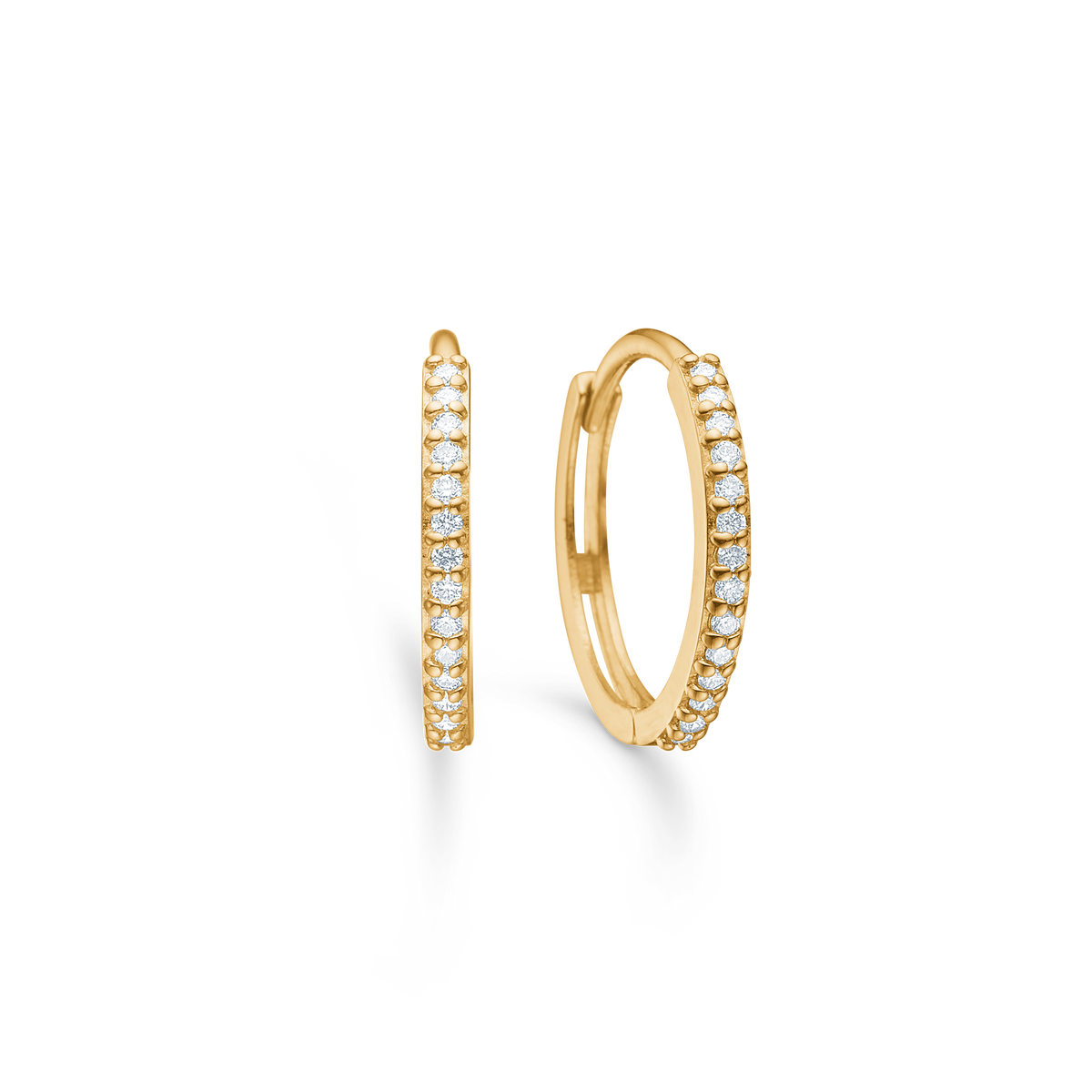 Mads Z Lumina 14kt gold creoles with diamonds, elegant round earrings with stones, Model 1511085-1