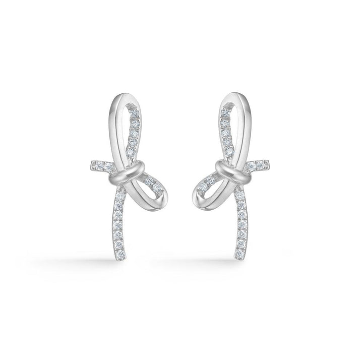 Mads Z Miss Butterfly bow earrings in silver with white topaz, bow-shaped design, Model 2116003-1
