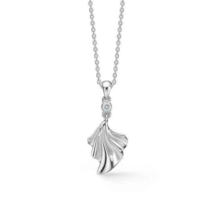 Mads Z Monarch silver necklace with white topaz, elegant organic pendant, Model 2126154-1.