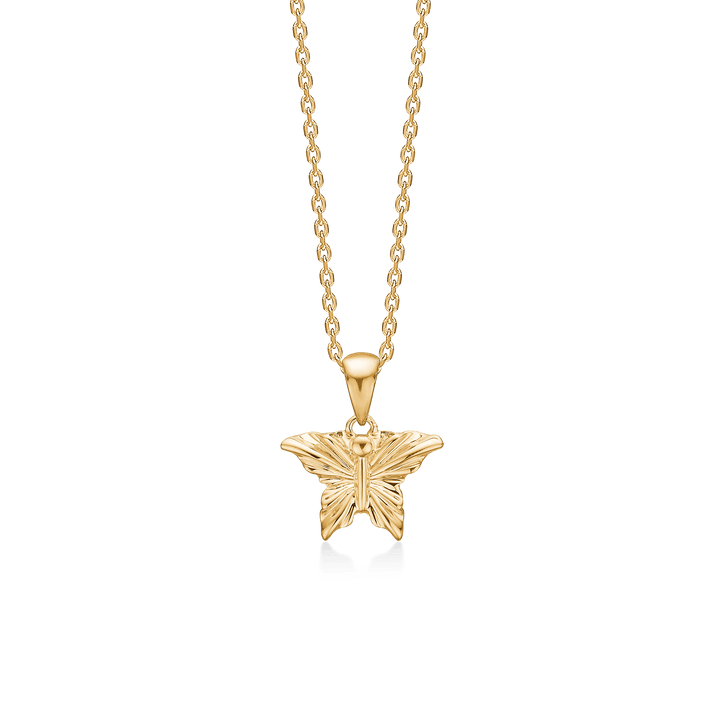 Mads Z Monarch butterfly 14kt gold pendant with chain, beautifully detailed gold colored model Model 1530155