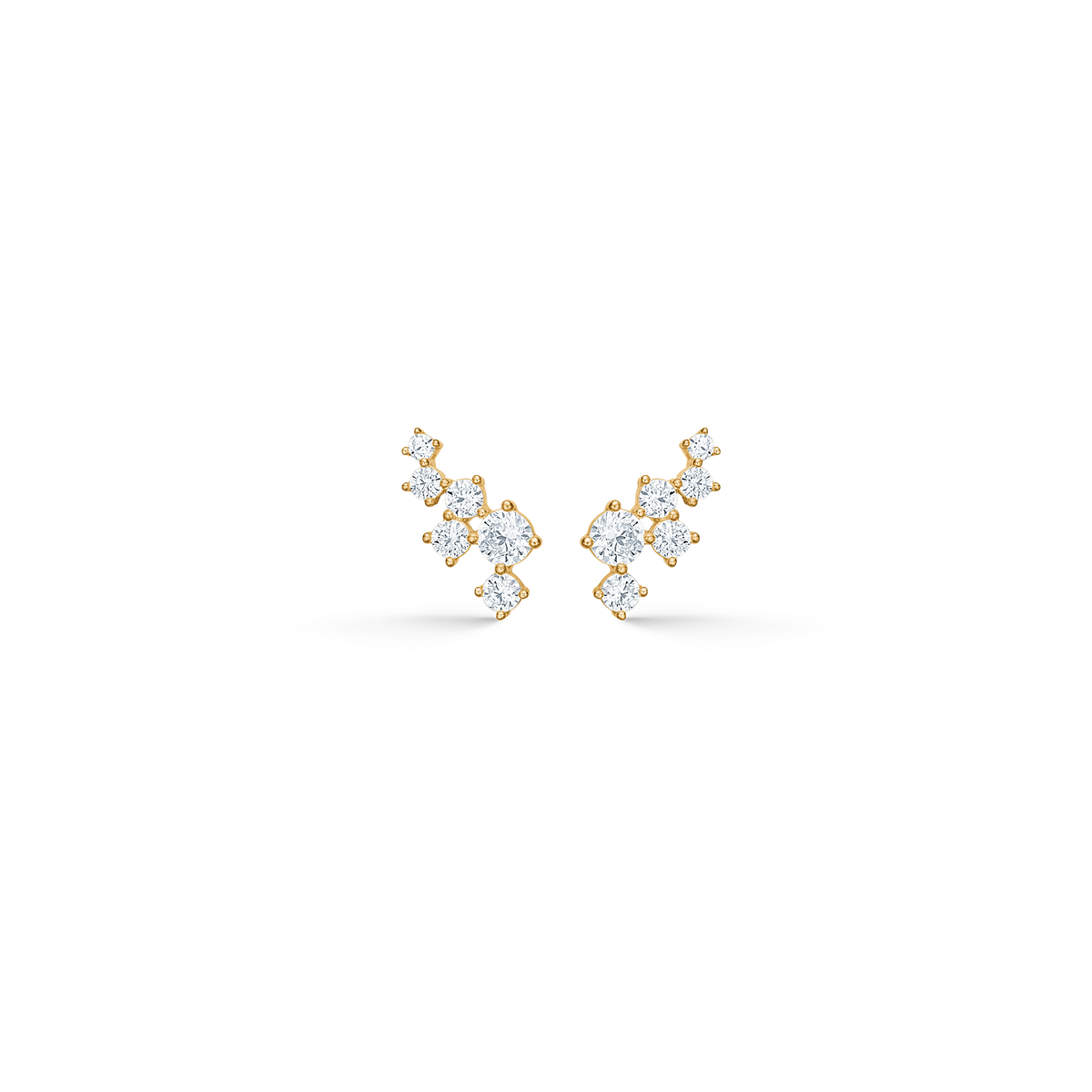 Mads Z Noemi gold earrings with zirconia, elegant earrings with clear stones on a white background. Model 3317064.