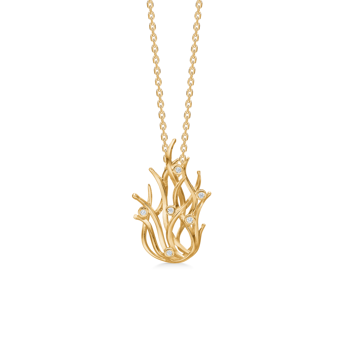 Mads Z Reef pendant in 8kt gold with zirconia, matte and glossy design. Model 3337024-1