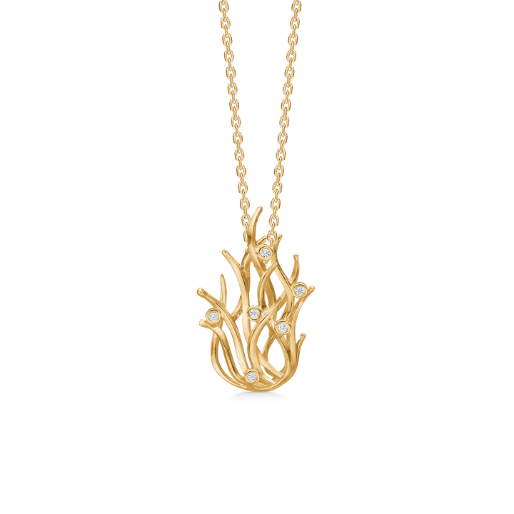 Mads Z Reef pendant in 8kt gold with zirconia, matte and glossy design. Model 3337024-1