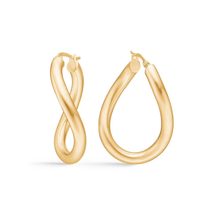 Mads Z Silvia Twisted 8kt gold earring, glossy surface and twisted design. Model 3310149-1.