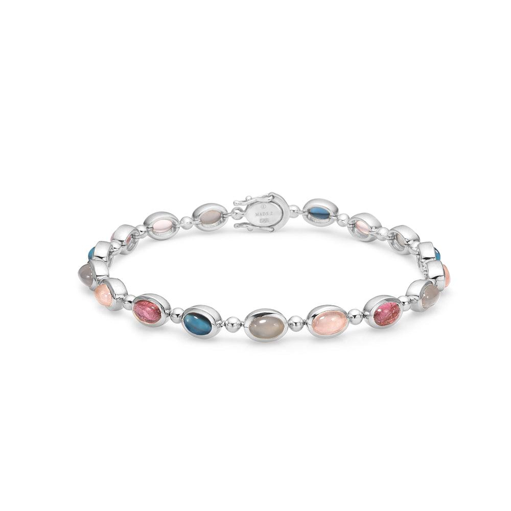 Mads Z silver Florentina bracelet with oval multicolored stones, elegant and feminine model 2156130-1