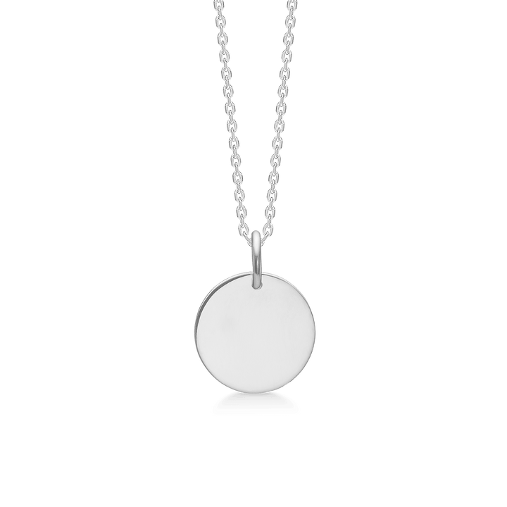 Mads Z silver necklace with 12mm token pendant, simple design on silver chain. Model 3120191.