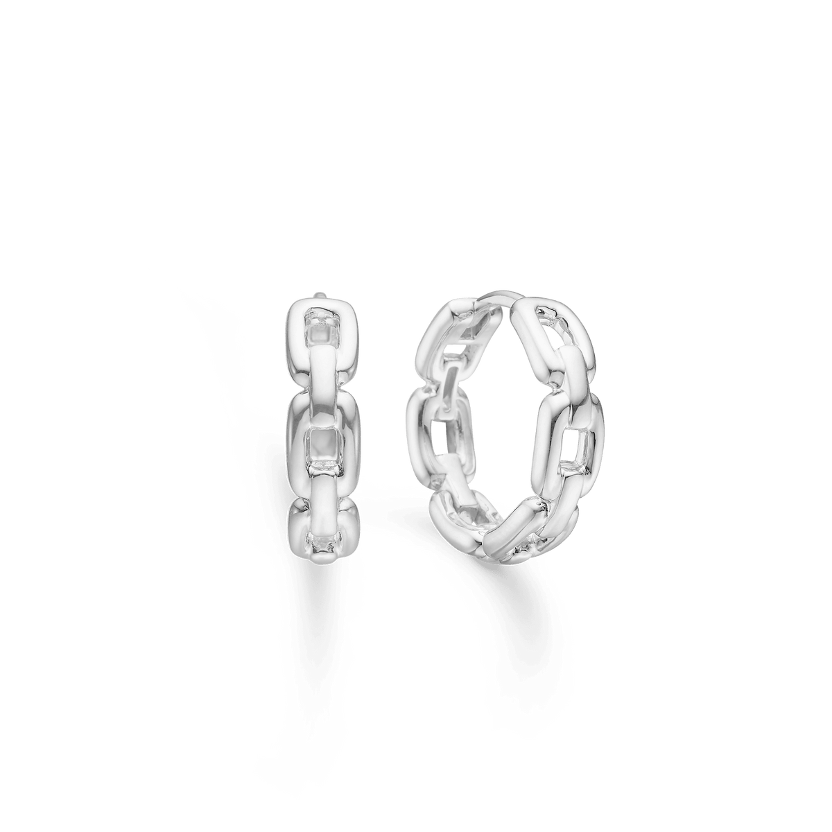 Mads Z Silver Marina Silver Hoops, shiny hoops with chain look in silver. Model 3110063