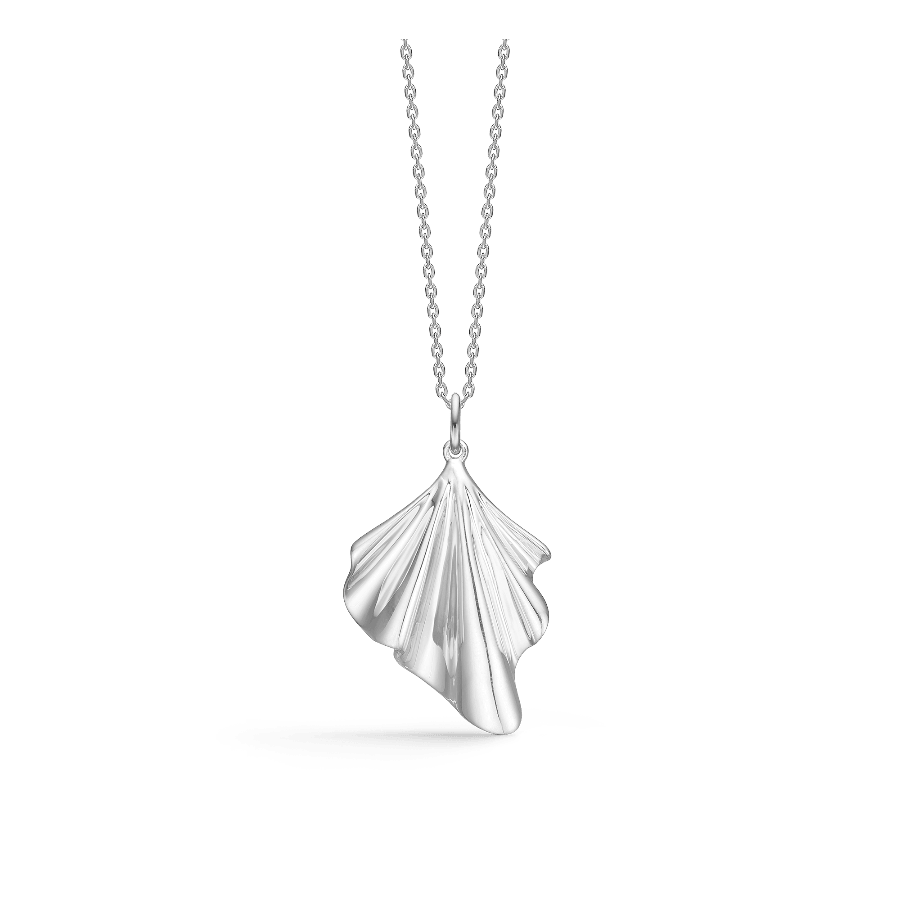 Mads Z silver Velvet necklace with pendant, elegant wavy design, Model 2120188-1.