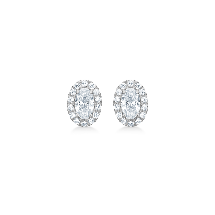Mads Z Stellar earrings in silver with oval clear stones and sparkling edge. Model 3117001-1.
