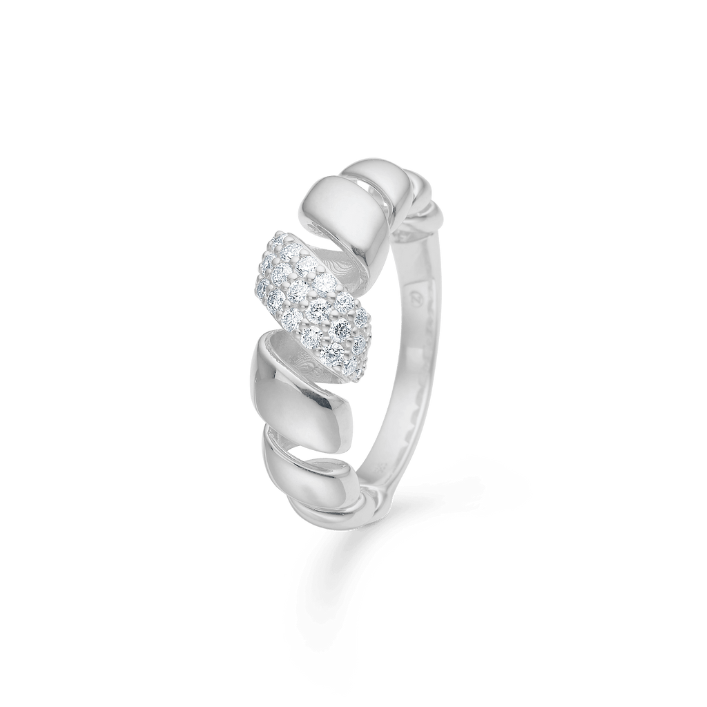 Mads Z Swirl Sølv Ring m. Hvid Topas - Ringe - 2146159-001