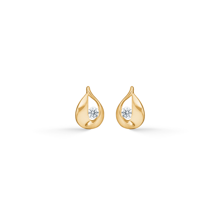 Mads Z Talia gold earrings with zirconia shows two elegant drop-shaped earrings in shiny gold with clear stones. Model 3317047-1