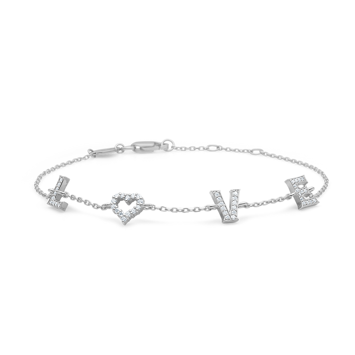 Mads Z Tender Love bracelet in silver with LOVE letters decorated with zirconia, Model 2157100-1.