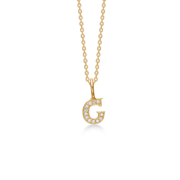 Mads Z Tender Love Bogstavs 14kt guld vedhæng med diamanter, bogstav C i blank guldfinish. Model 1531100-007-8