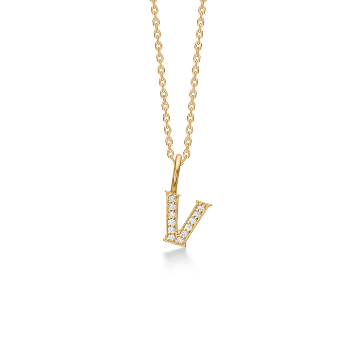 Mads Z Tender Love Bogstavs 14kt guld vedhæng med diamanter, bogstav K, elegant og detaljeret. Model 1531100-021-22