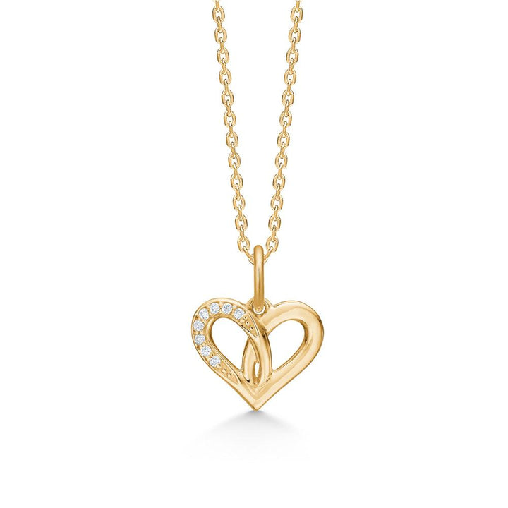 Mads Z Pendant Heart 14 carat gold with diamonds, heart-shaped pendant in gold with diamonds, Model 1521048-1.