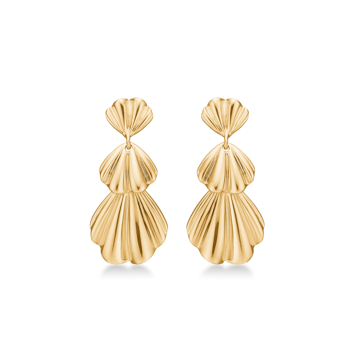 Mads Z Velvet earrings in 14 carat gold, elegant shell shape with glossy finish. Model 1510189-1