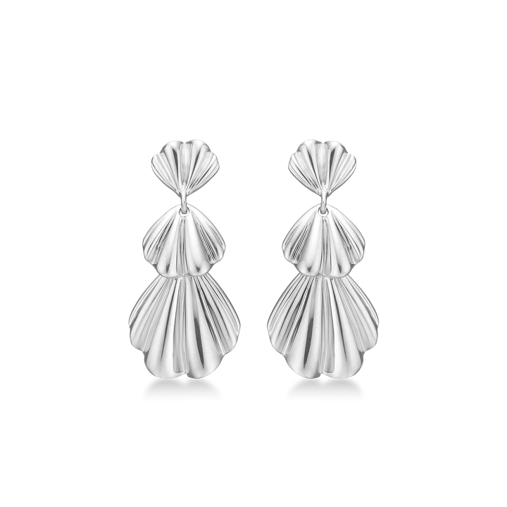 Mads Z Velvet silver earrings, shiny and folded in three parts, 20 mm, Model 2110189-1.