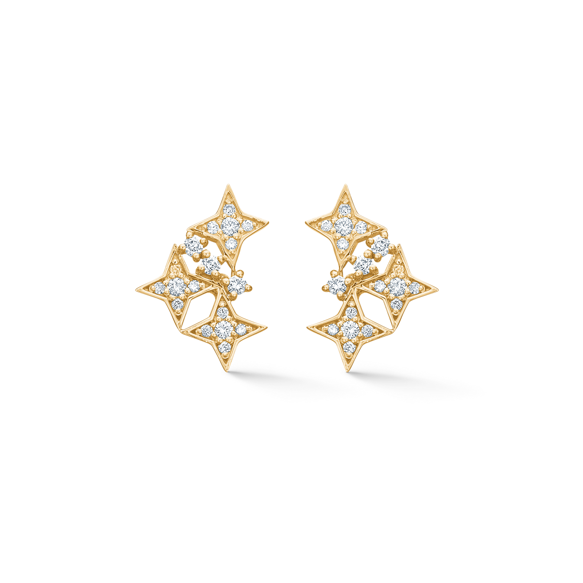 Mads Z Vesper 14kt star stud earrings with clear diamonds in star design, gold, Model 1511198-1