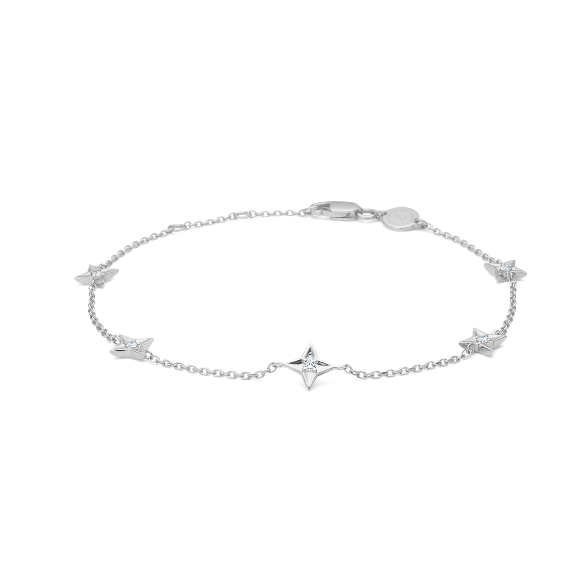 Mads Z Vesper bracelet in silver with fine star pendants and simple chain, Model 2156197-1