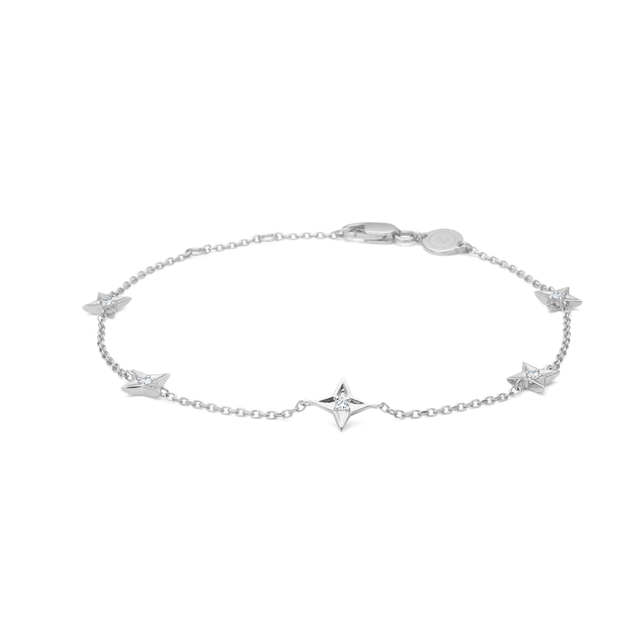 Mads Z Vesper bracelet in silver with fine star pendants and simple chain, Model 2156197-1