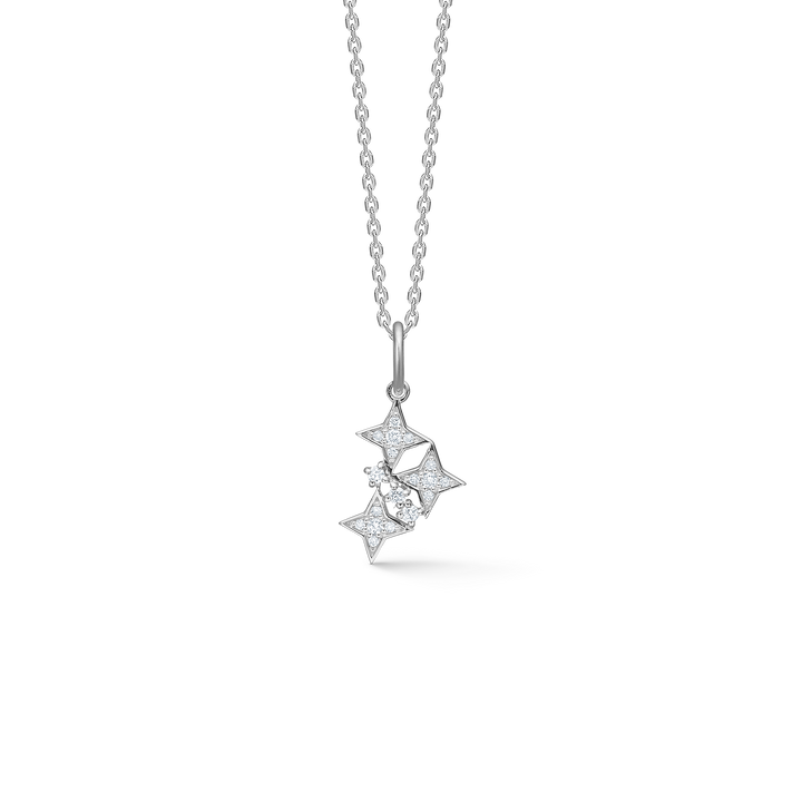 Mads Z Vesper necklace in silver with star-shaped pendant and small sparkling stones, Model 2126197.