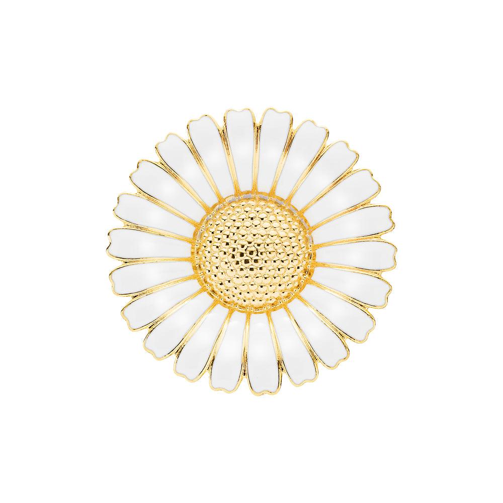 Daisy brooch gold-plated 43mm with white and gold colour, flower-shaped jewellery. Model 904043-M