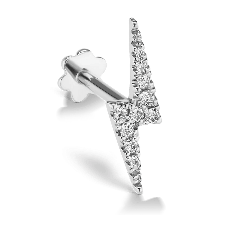 MARIA TASH 11mm Diamond Lightning Bolt Threaded Stud Hvidguld - Øreringe - XLBD-WG-W11M-001