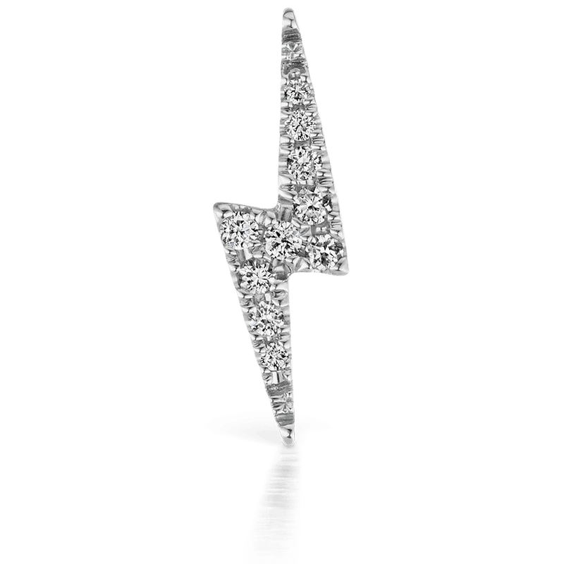 MARIA TASH 11mm Diamond Lightning Bolt Threaded Stud Hvidguld - Øreringe - XLBD-WG-W11M-001