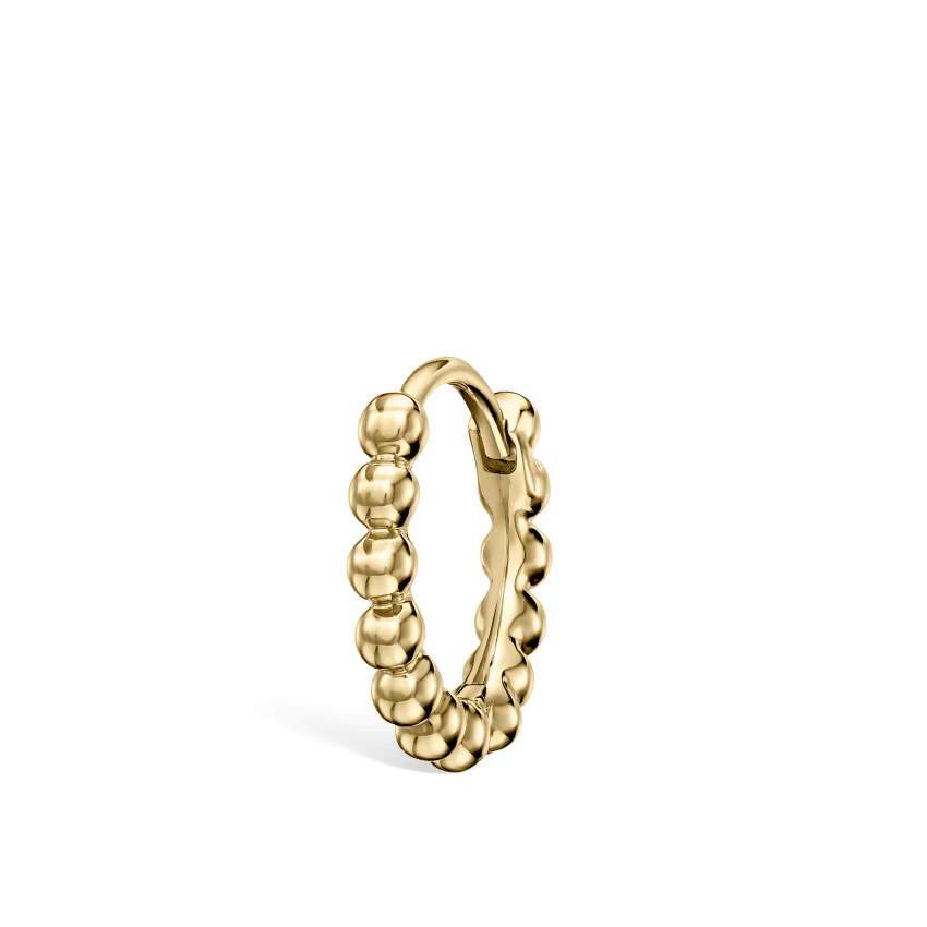 Maria Tash Granulated Hoop Earring 8mm XRG YG D8-1, elegant earring in gold-colored metal with ball design. Model XRG YG D8-1