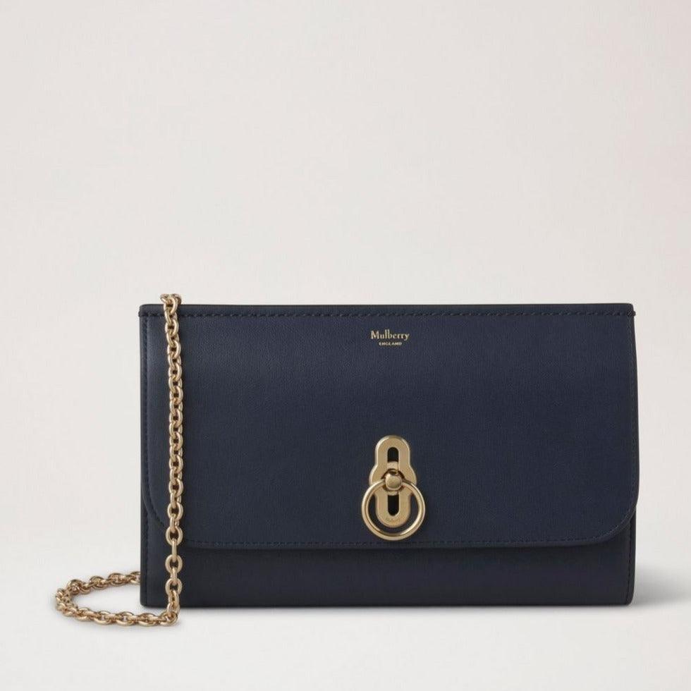 Mulberry Amberley Clutch Micro Classic Grain Night Sky with Gold Chain and Elegant Clasp, Model RL7909587U888