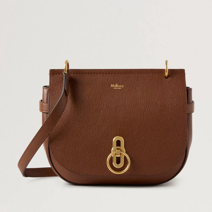 Mulberry Amberley Satchel Small Classic Grain Two Toned Oak in brown leather with gold buckle, Model hh9800552g110