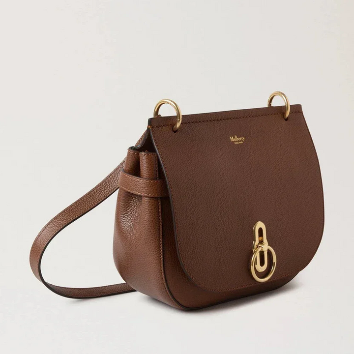Mulberry Amberley Satchel Small Classic Grain Two Toned Oak in Brown Leather with Golden Buckle, Model HH9800552G110