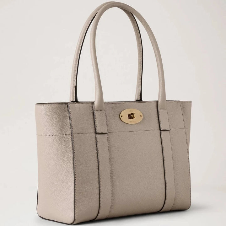 Mulberry Bayswater 9 to 5 Small Classic Grain Cashmere Taupe in Smooth Leather with Gold Clasp, Model HH9831/205F924