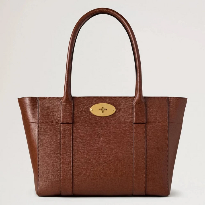 Mulberry Bayswater 9 to 5 Small Classic Grain Two Tone Oak, Brown Leather Bag with Golden Buckle, Model HH9834552G110.
