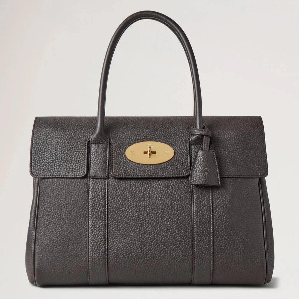 Mulberry Bayswater Heavy Grain Ebony with Gold Buckle, Black Leather Bag Model HH6592/736A110