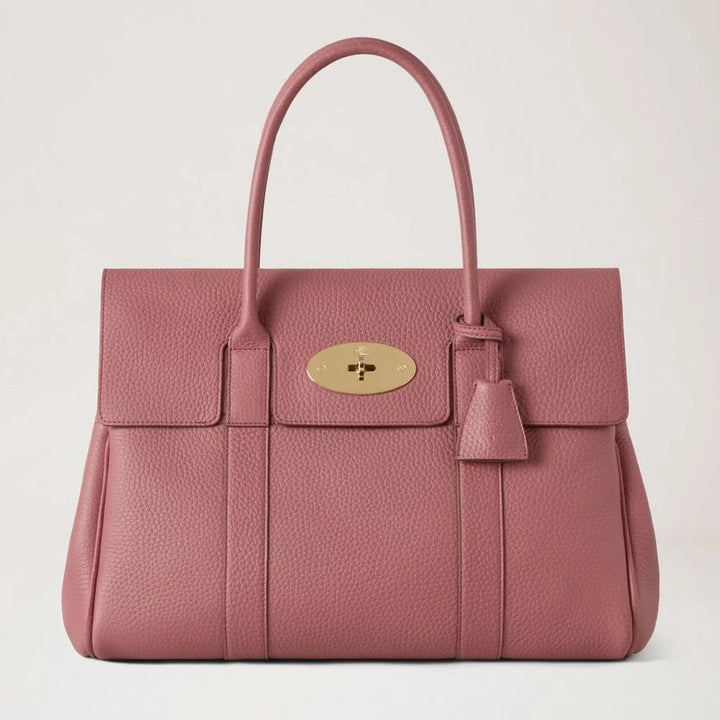 Mulberry Bayswater Pink Scrumpy Heavy Grain handbag in pink leather with gold details, Model HH6592/736J647