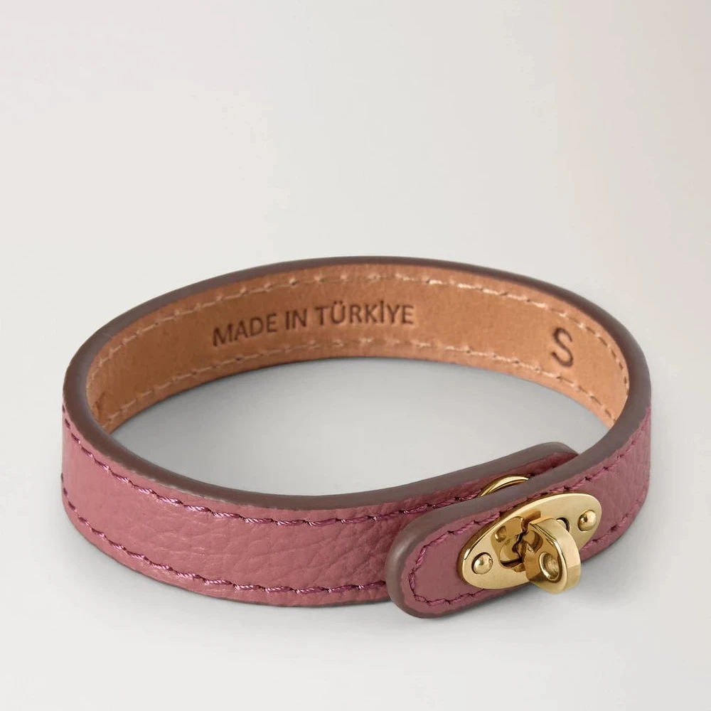 Mulberry Bayswater Thin Bracelet pink scrumpy in pink leather with golden clasp, Model QB2390205J647