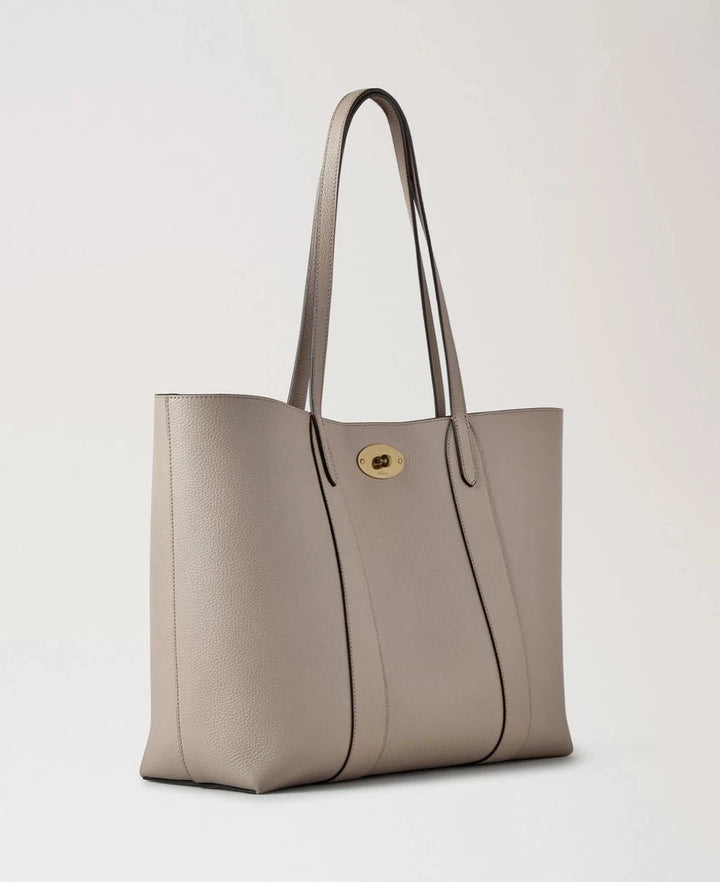 Mulberry Bayswater Tote Cashmere Taupe Small Classic Grain, taupe colored leather bag with golden buckle, Model HH5727205F924