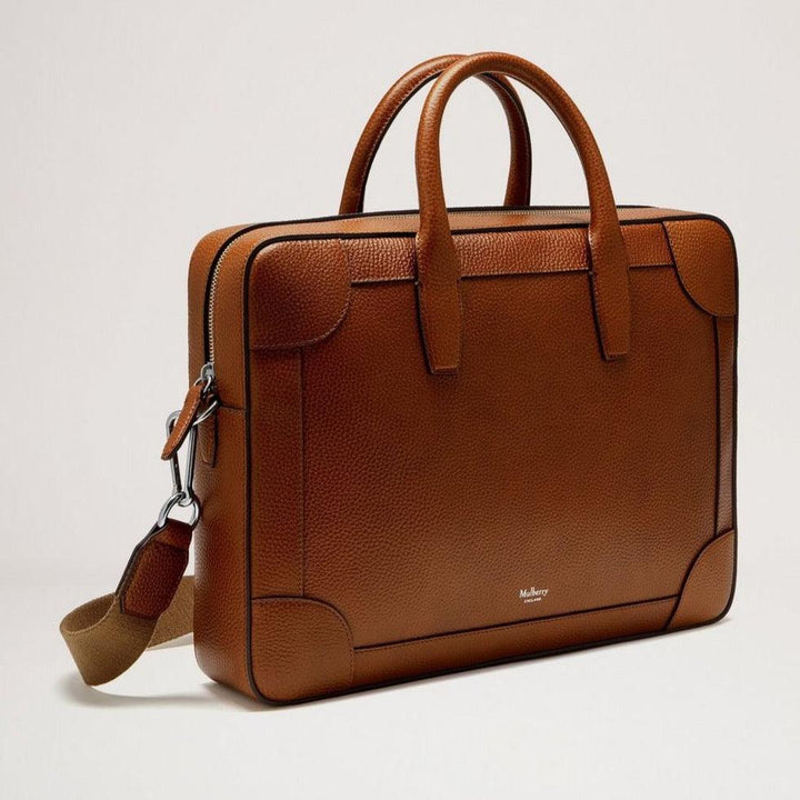 Mulberry Belgrave Single Document Holder Two Tone in brown leather with handle and shoulder strap, Model HH8735552G110